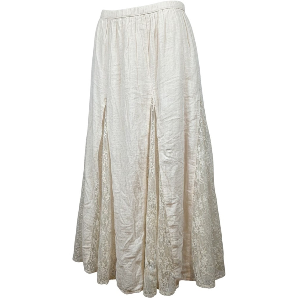 American Eagle Cream Gauze Lace Godet Maxi Skirt Boho Ivory Small